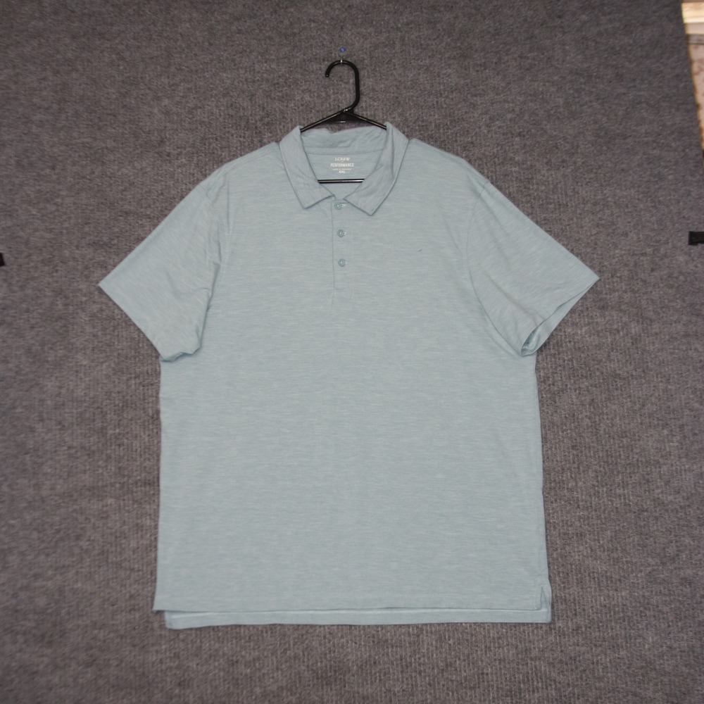 J.Crew Performance Polo Shirt Mens XXL Blue Short Sleeve Heathered Stretch